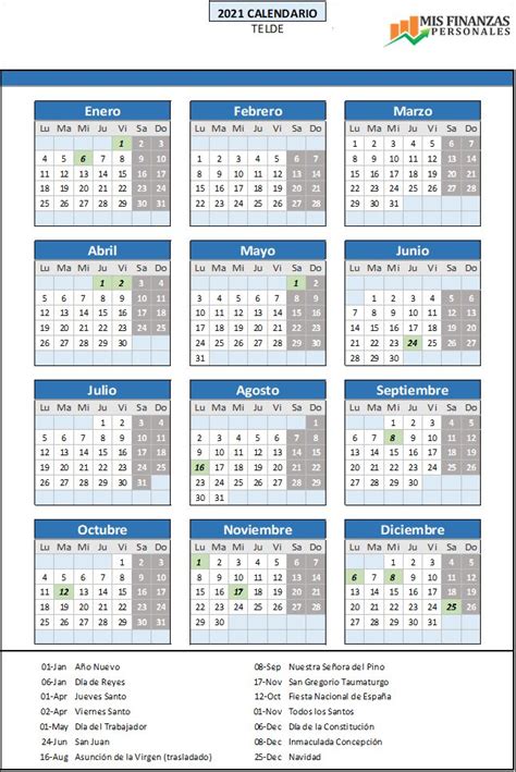 Anticipate a los días festivos de tu provincia y planifica tus vacaciones. Calendario laboral Telde 2021 Descárgalo gratis