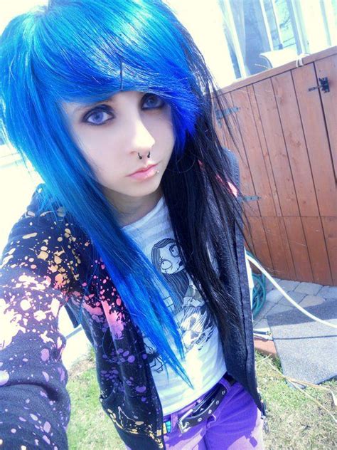 Hottest blue haired busty facial girl on earth. blue & black hair | Emo scene hair, Emo girl wallpaper ...