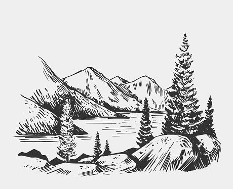 Wild Natural Landscape With Lake Rocks Trees Alaska Region ... If you like to paint landscapes, it is useful to look at how to draw mountains.