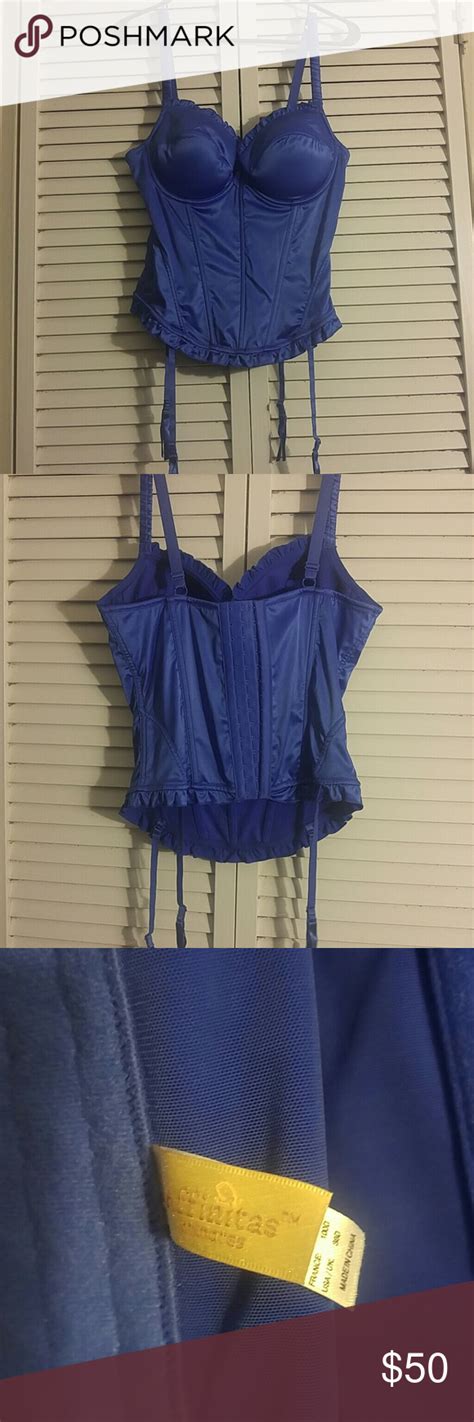 Blue Satin Bustier with garter straps | Bustier, Satin ...