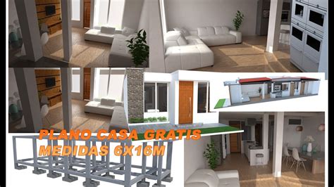 Dibuje, importe y modele los planos 2d de su futura vivienda en homebyme. Plano de Casa 6X16 (FREE PLANE HOUSE DWG LINK IN THE ...