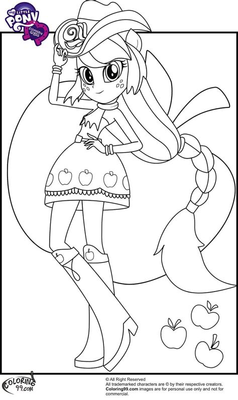 Applejack coloring page top 25 free printable my little pony. Applejack From My Little Pony Equestria Girls Coloring ...