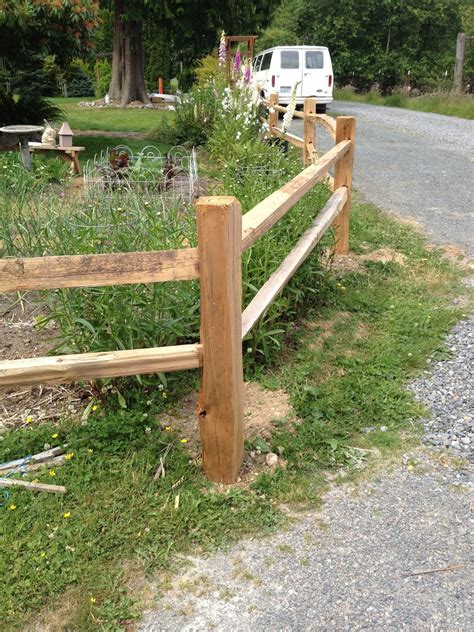 Split rail fences are constructed out of timber logs, typically split in half lengthwise to form the rails. Grandpa Jim's Garden: Split Rail Fence