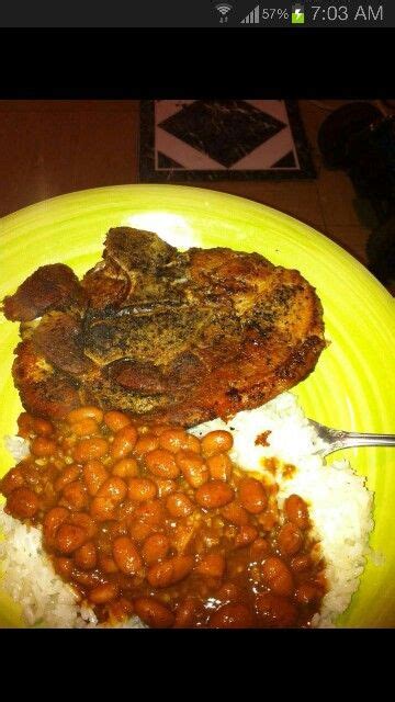 (puerto rican rice and pigeon peas). Puerto Rican food pork chop beans and rice | Food ...