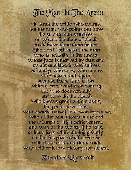 Of the air force, kaleth o. ""The man in the arena" Theodore Roosevelt" Posters by ...