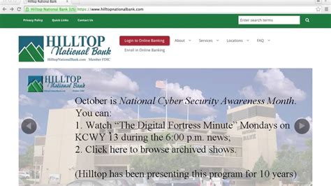 It was hosted by hilltop national bank and visionary communications inc. Hilltop National Bank Online Banking Login Instructions ...