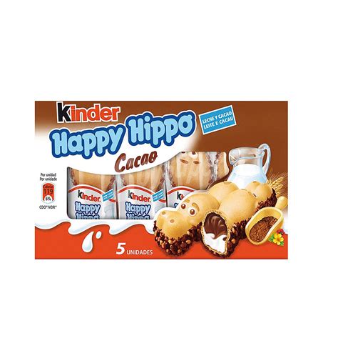 The cocoa cream version looked the most appealing, but the cashier recommended that i choose the hazelnut variety instead. Kinder Snack happy hippo cacao 5 unidades