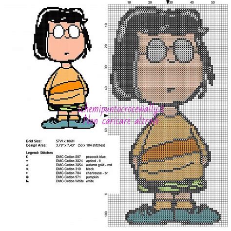 You can download as much as you like and enjoy the fun of cross stitching to the full. Marcie personaggio Charlie Brown Snoopy schema punto croce ...