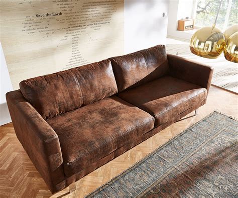 An der qualität des bezugsstoffes gespart ist an der falschen stelle gespart. Sofa Baracca Braun 220x95 Antik Optik Bauhausstil lose ...