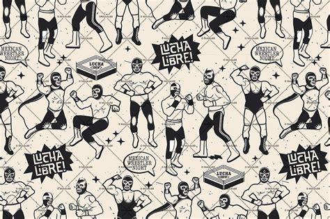 Una ilustración del vector dibujado a mano (convertida) de artes marciales serie: Lucha Libre Vintage Set | Lucha libre, Lucha, Luchadora