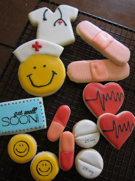 Here you may to know how to stick sugar on cookies. Get Well Cookies | Nurse cookies, Creative cookies ...