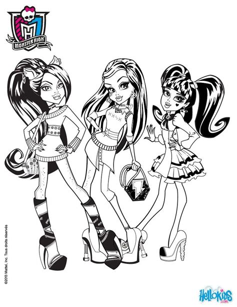 You can now print this beautiful monster high frankie stein coloring page or color online for free. Clawdeen, Frankie and Draculaura coloring page | Monster ...