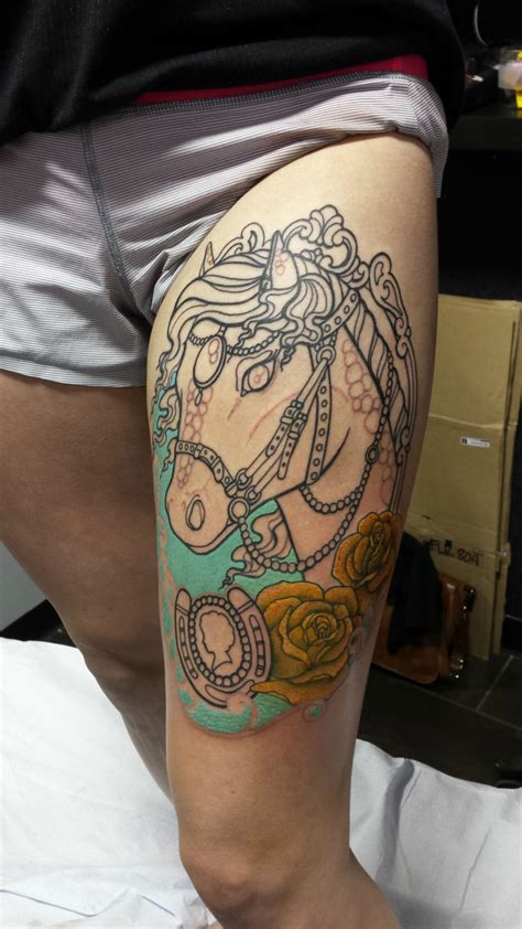I have uploaded a design i currently have, but i want something a little different. My WIP Carousel Horse Thigh Piece. (Sydney Dyer, Crimson Empire, Edmonton, AB) : tattoos