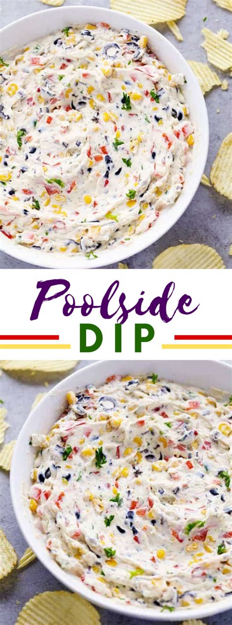 Skinny poolside dip that is a must for any bbq! LOADED CREAMY RANCH DIP (POOLSIDE DIP) #sauces #appetizers ...