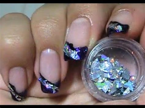 Achieve shiny chrome effect with the chromirror chrome pigment powder or trendy mermaid effect with the crystal mermaide powder. Mylar flakes glitter w/ purple tip - nail art tutorial ...