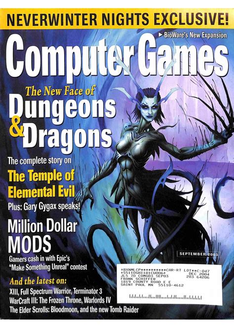 Looking for some fresh data about the gaming industry? Computer Games Magazine, September 2003