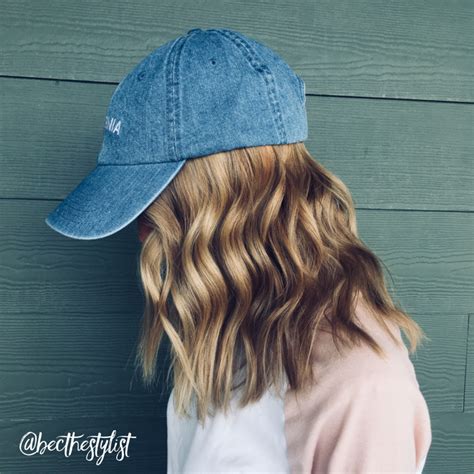 Pair this hat with your favorite breezy white dresses for a casual. Hat hairstyles. Baseball game hair. Loose curls | Hat ...
