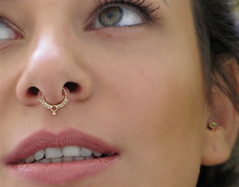 Our septum jewelry are made with the greatest care and materials. Tribal Septum Ring Septum Jewelry Septum Piercing Gold