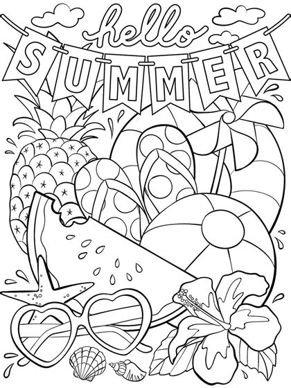 Summertime summer coloring pages free. Hello Summer Coloring Page | crayola.com