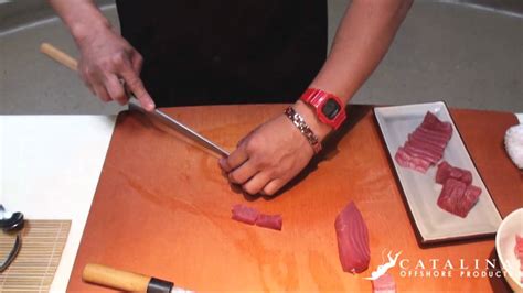 Once you have the perfect piece, it's time. Sushi Tutorial: How to cut and prepare Fresh Yellowfin Ahi ...