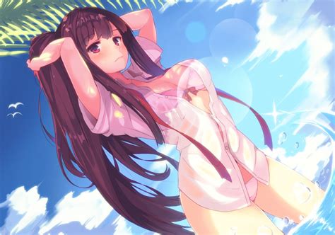 Tons of awesome ecchi anime hd wallpapers to download for free. open shirt, original characters, bikini, ecchi, ponytail ...