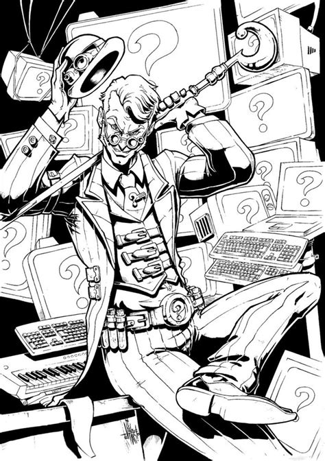 Halloween coloring riddles pages dauber bingo children. Riddler inks | Batman coloring pages, Riddler, Inks