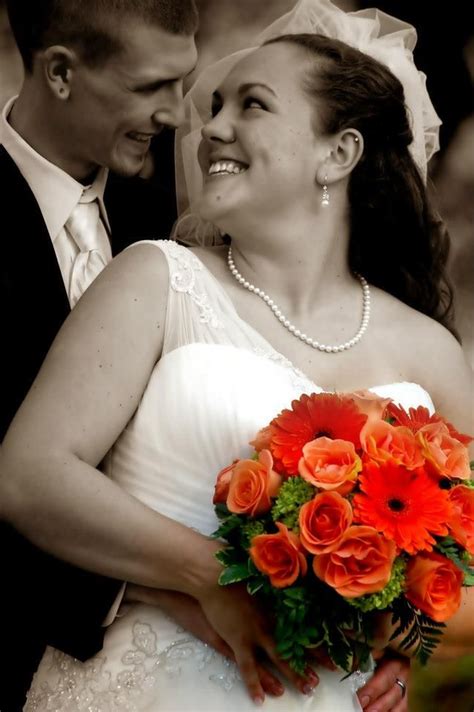 Trendy wedding reception flowers red bridal bouquets 69 ideas. My husband and i. Love how only the flowers are colored ...