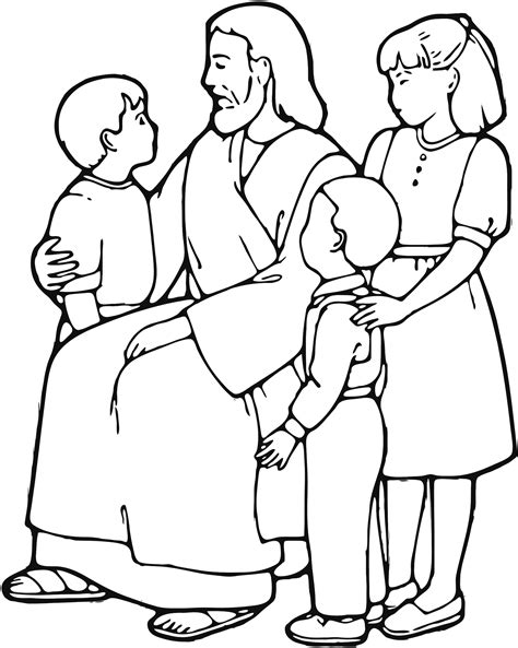 Download jesus loves children black and white clipart - Clipground