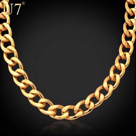 Solid 18k gold over 925 sterling silver italian 3.5mm diamond cut cuban link curb chain necklace for women men 16, 18, 20, 22, 24, 26, 30 inch made in italy. 11MM Chunky Necklace For Men Thick Gold Plated Cuban Link Chain - U7 Jewelry (With images ...