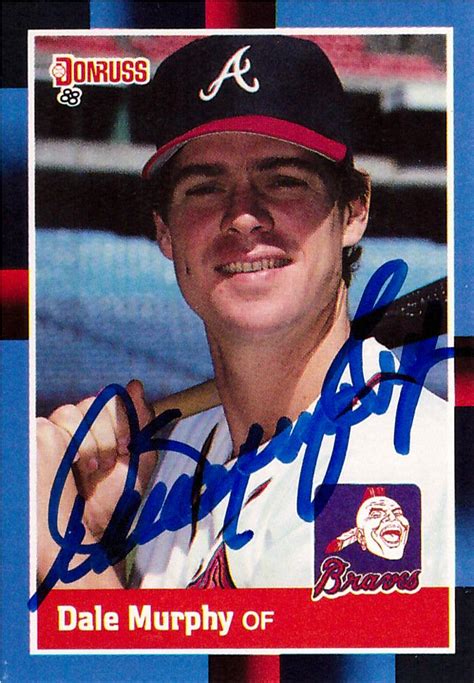 The team name stands out at the top of the card, hovering behind the player image. Dale Murphy Signed 1987 Donruss #78 Atlanta Braves Baseball Card - Radtke Sports