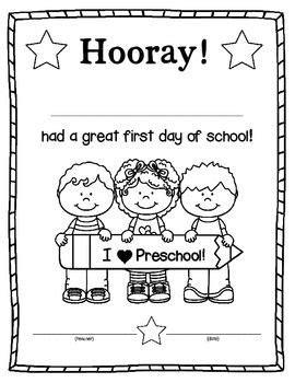 Printable abc book and preschool learning activities for learning the alphabet. First Day of School Certificate/Award | Preschool first ...