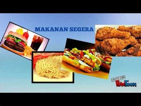 Makanan segera seperti burger dan mee segera adalah makanan yang telah diproses dan mengandungi pelbagai bahan kimia yang mampu memudahkan pemakanan dan menambah tempoh. Makanan Segera - YouTube