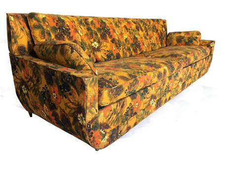 Please call or text 226 338 7639. 1967 Vintage Bernard Castro Mid-Century Modern Floral Sleeper Sofa For Sale at 1stdibs