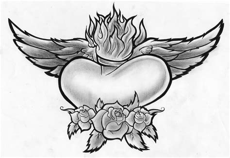 A love heart tattoo with wings. heart wings roses by PorkHunt on DeviantArt