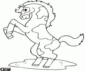 Horse coloring pages kids game. A wild horse standing up coloring page printable game