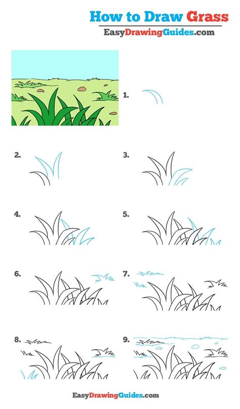 This step by step male head and face drawing tutorial explains how to draw and proportion a male head and face with clear guidelines and illustrated male lips front view drawing step by step. How to Draw Grass - Really Easy Drawing Tutorial