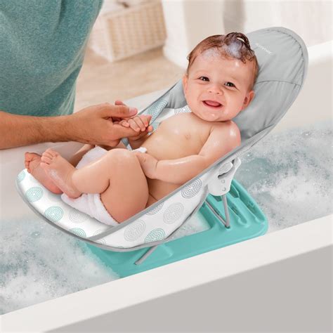 Summer infant deluxe baby bather folding bath sling in whalin' around print. Deluxe Baby Bather - Dashed Dots - Summer Infant baby products