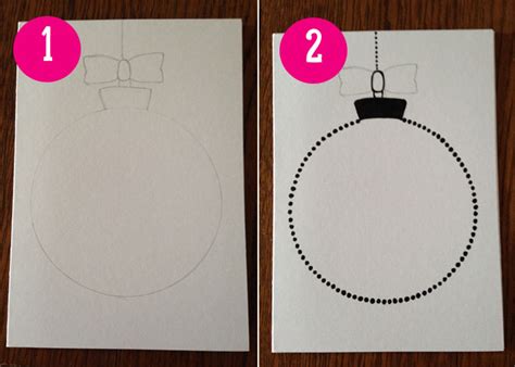 Creating your annual christmas card shouldn't give you a headache. Homemade Cards: How to draw bauble Christmas cards