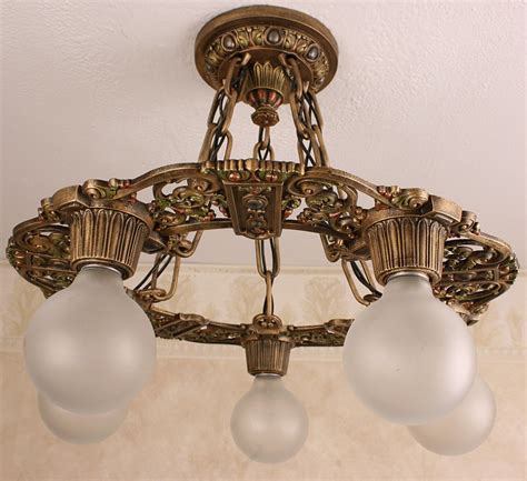 Antique lighting ceiling fixture flush mount brass ornate victorian set of 2. #Antiques #Gifts 1920's ANTIQUE VINTAGE ART DECO RIDDLE ...