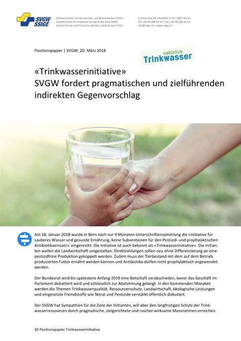 Entsprechend zeigen auch drei wissenschaftliche studien, dass die trinkwasserinitiative die schweizer umweltbilanz der ernährung verschlechtert. Positionspapier: «Trinkwasserinitiative» | SVGW