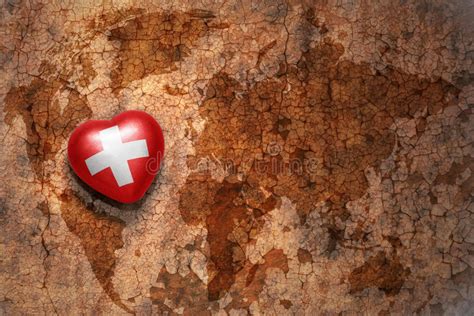 In tegenstelling tot de meeste andere kaarten beschikt een. Heart With National Flag Of Switzerland On A Vintage World ...