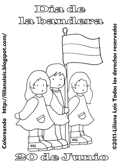 Niños de dibujo con la bandera. Liliana Lois Diseños: 20 de junio Coloreamos la bandera