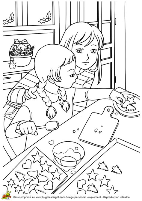 Vous avez à disposition un dessin du coloriage traîneau du père noel à imprimer avec des couleurs pour aider à choisir les crayons et feutres pour colorier et dessiner. Coloriage Cuisiner Des Biscuits De Noel