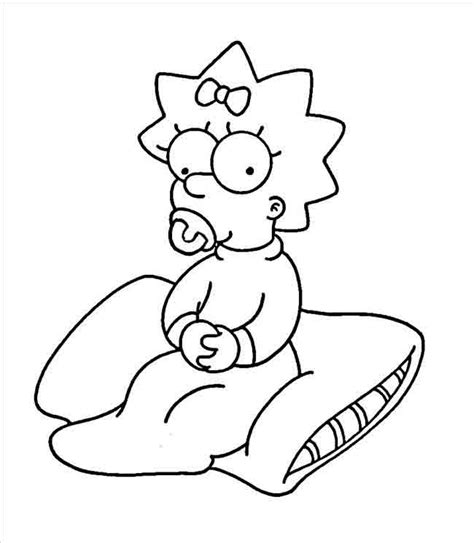 Desenho dos simpsons para colorir | os simpsons oi oi lindinhos e lindinhas !!! Desenho para colorir de Maggie Simpson sentada na almofada