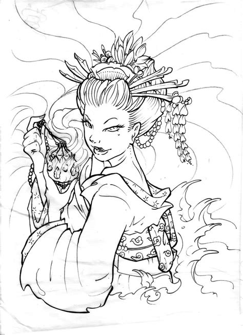 5 out of 5 stars. Geisha love by tka13.deviantart.com | Coloring pages ...