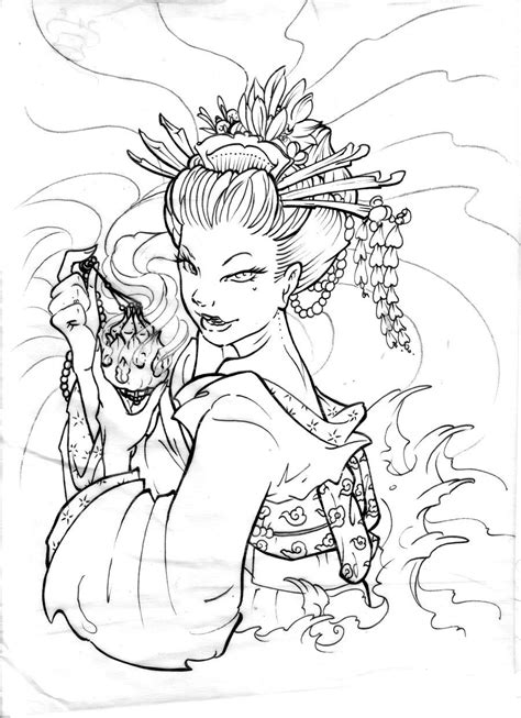 New free coloring pages browse, print & color our latest. Geisha love by tka13.deviantart.com | Coloring pages ...