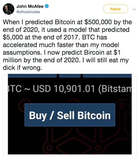 🤓💥john mcafee, cyber security expert and founder of mcafee internet security, made a significant price prediction on bitcoin in july last year for the end of. Bitcoin Price History and Guide