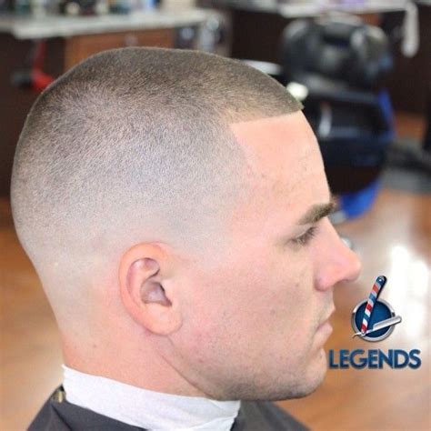 The bald fade hairstyle resembles a military crew cut. Awesome bald fade! #barbershophaircuts | Faded hair