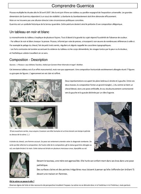 On monday, april 26, 1937, 43 apparatuses of the condor legion release a total load of 50 tons bombs on the basque small town of guernica. LEZARTS PLASTIQUES: HISTOIRE DES ARTS 3e