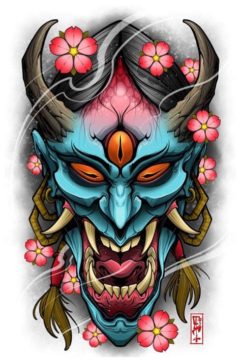 Japanese tattoo designs preoccupy multiple characteristics and are widely famous for their harmonious artistic styles. Image of Full Force Hannyah | Japanese mask tattoo ...